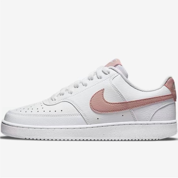Nike Women's White Rose Pink Court Vision Low Next Nature Street Sneakers W9 - Picture 3 of 5